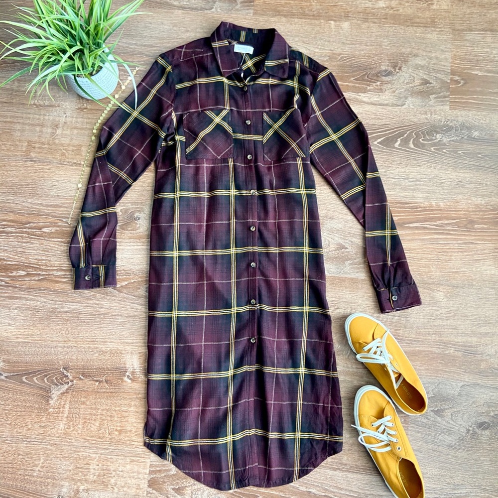 Maurices Maroon Long sleeve Flannel Dress